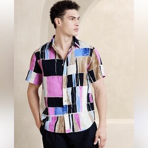 NWT Banana Republic Factory Slim Fit Linen Blend Shirt - Nouvelle Square Cool